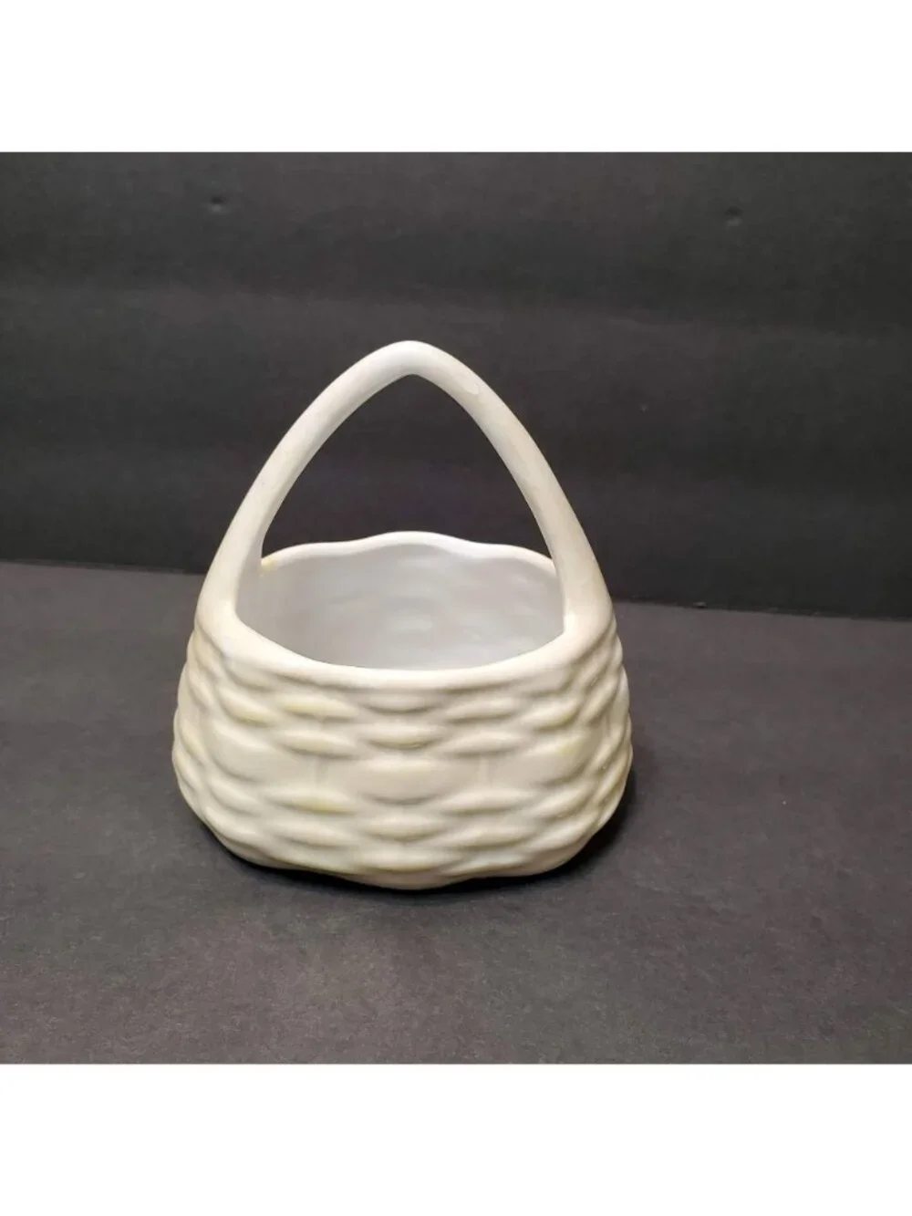 Vintage German Elfinware Porcelain Basket Mossware Miniature Floral Trinket Dish